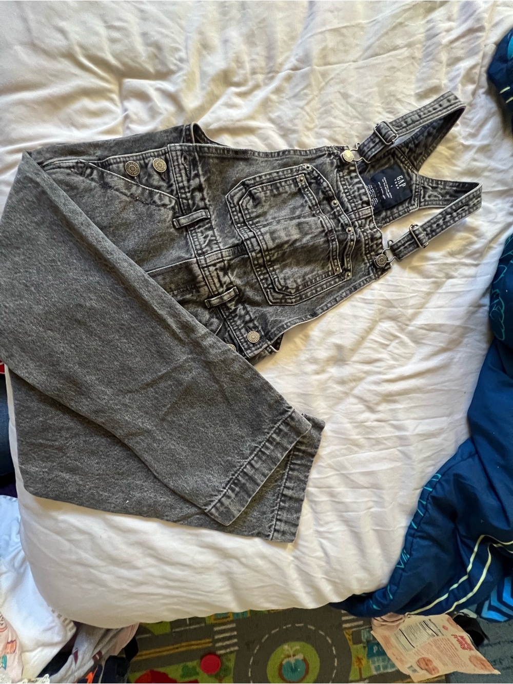 GAP Kids Gray Washed Denim Overalls